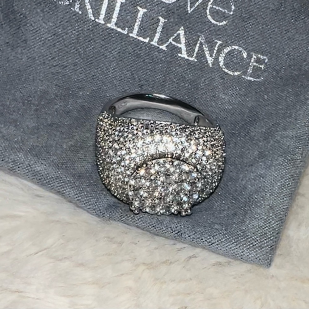 Sterling Silver Simulated Diamonds Cocktail Ring